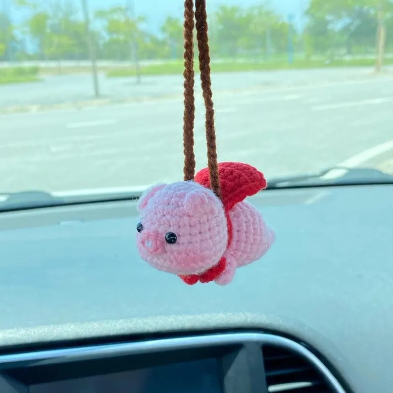 Finished Amazon Best-Selling Hand-Crocheted Small Animal Car Hanging Series Doll Hanging Ornaments Car Rearview Mirror Decoration