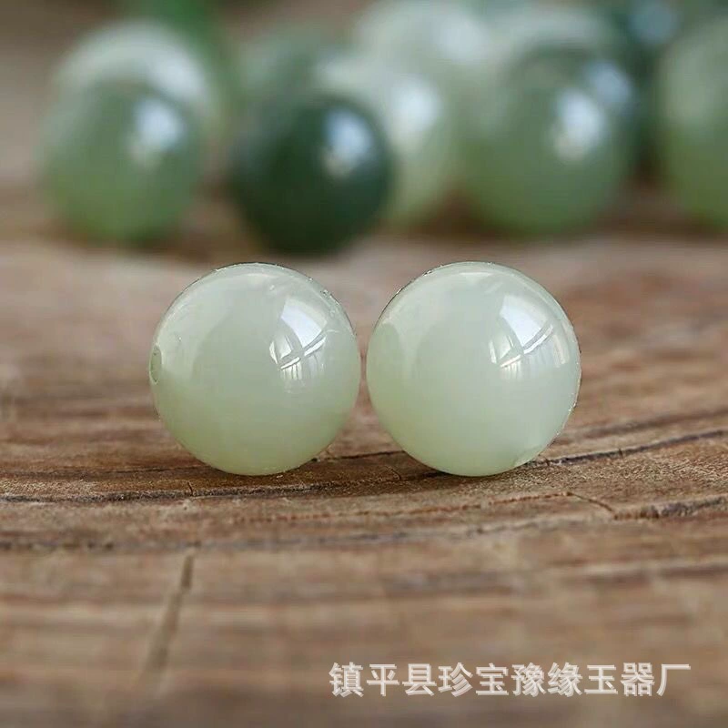 Round beads jade, bracelet, accessory, three colors, through hole