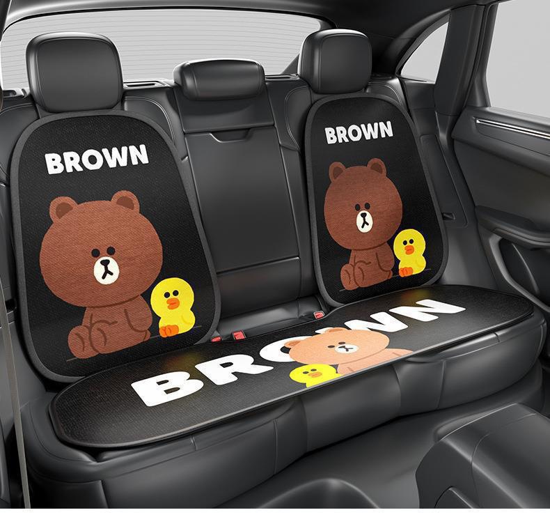 Cartoon Cute Car Seat Cushion Winter Short Plush Universal for All Seasons Single Piece Rear Seat Three-Piece Set Autumn and Winter Car Cushion Seat Pad