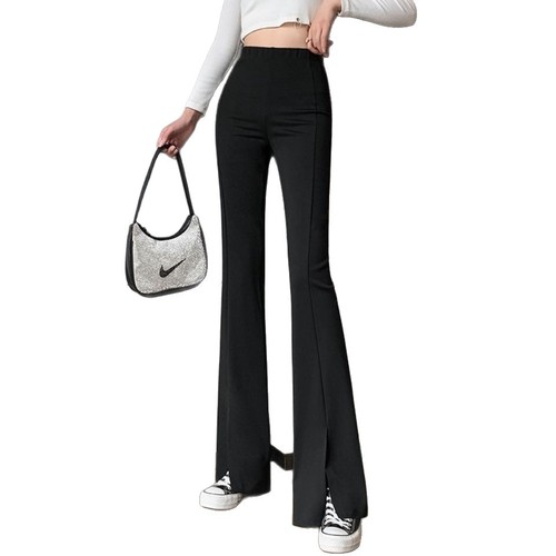 Japanese and Korean women's spring split micro-bellbottom pants, fashionable and versatile bell-bottom pants for women, casual leggings for women