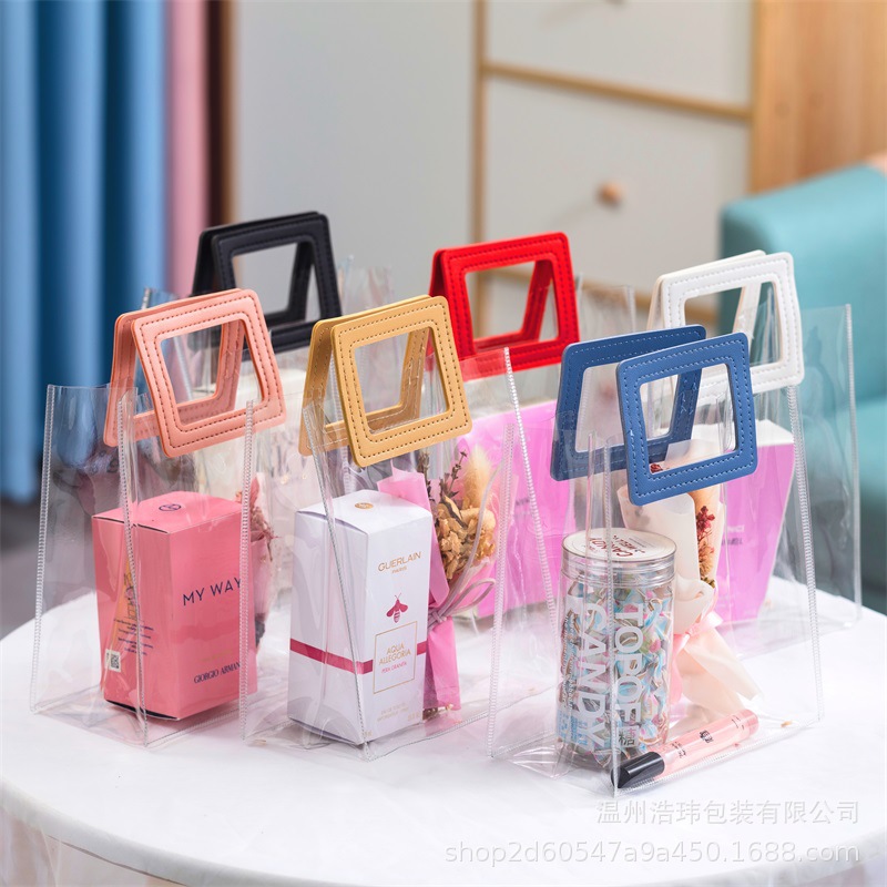 Transparent handbag gift bag pvc plastic gift bag high sense hand gift bag gift bag custom