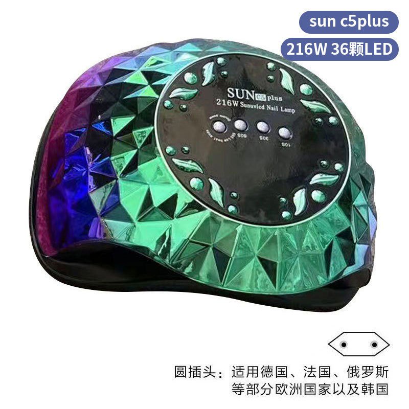 Lámpara de uñas de alta potencia de 256W con mango para principiantes, lámpara de curado de gel para esmalte de uñas, lámpara de fototerapia de secado rápido con colores deslumbrantes para uso transfronterizo.