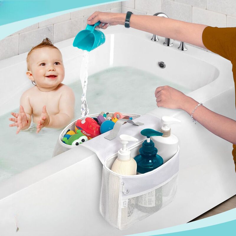Large Capacity Bathroom Miscellaneous Storage Bag, Bathtub Edge Storage Bag, Baby Toy Storage Mesh Bag