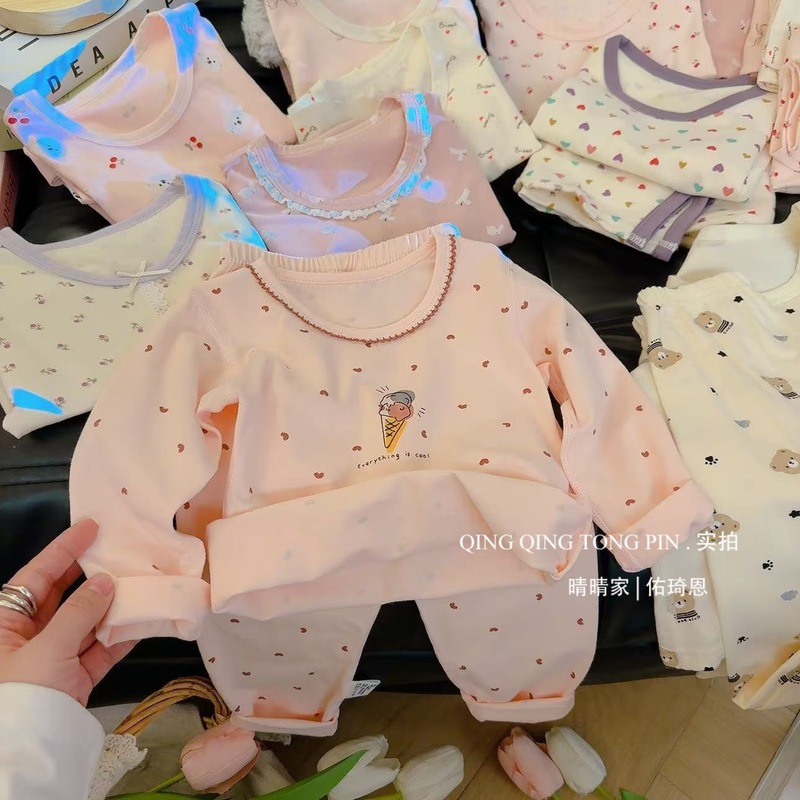 儿童秋衣秋裤套装男女童保暖内衣莱卡无骨纯棉打底宝宝家居服睡衣|undefined