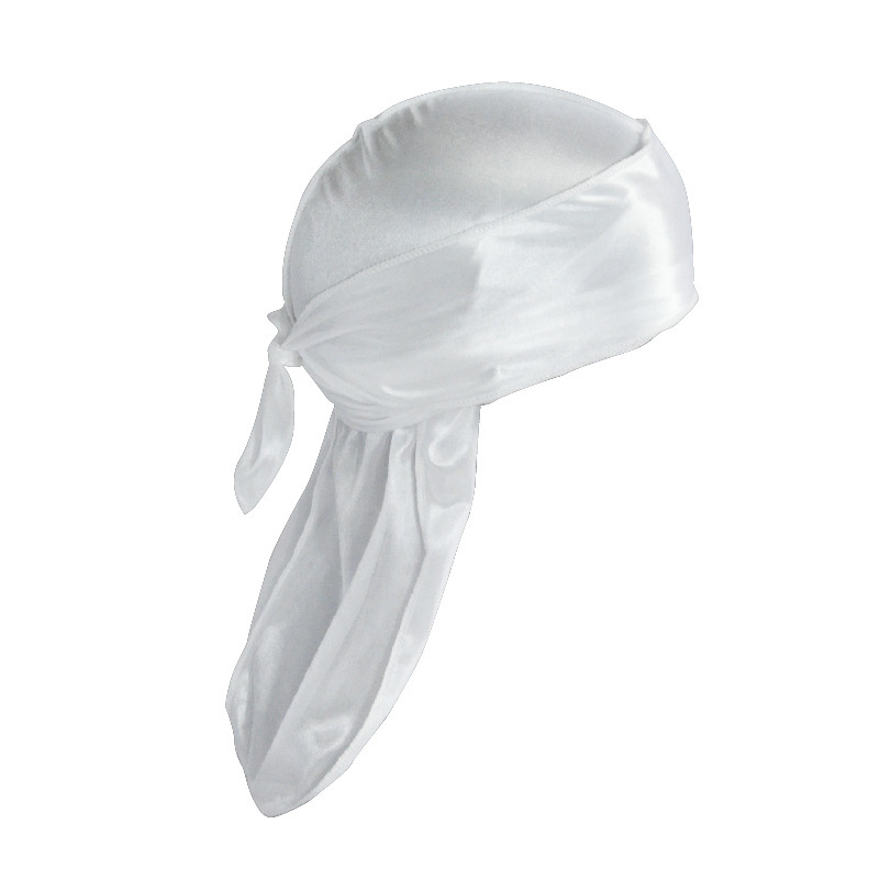 Amazon vende pañuelos elásticos en caliente, sombreros de baotou, sombreros piratas de seda, sombreros de cola larga hip hop silky durag