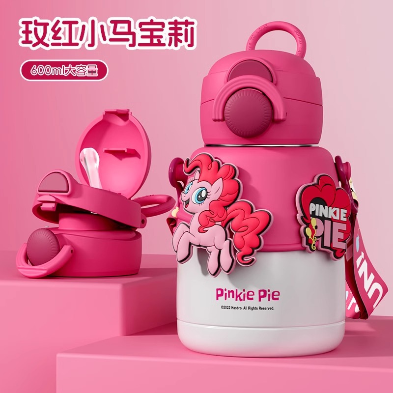 Taza de calentamiento para niños de pony Paulie, taza de paja para bebés, taza de agua para jardín de infantes, taza encantadora para niñas en la escuela