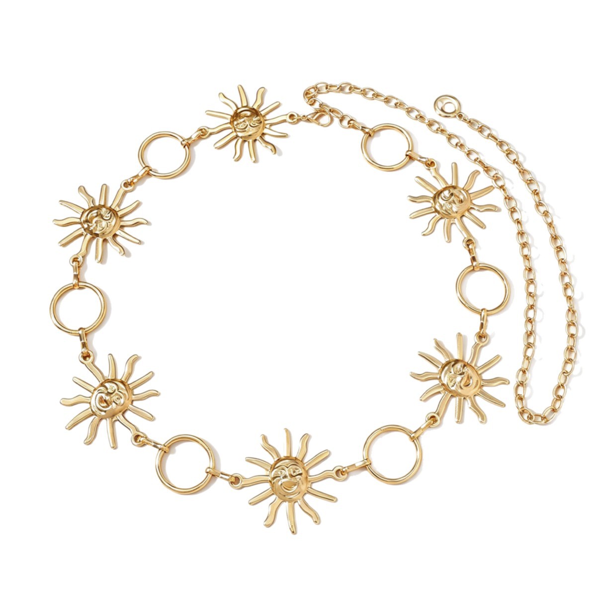 Bohemian tailleketting met zonnebloem en smiley voor dames_voghion.com