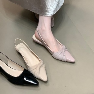 Elegant Solid Color Pointed Toe with Skirt, Toe-Cap Sandals for Women, New Style, Ladylike Temperament, Back Strap Shoes