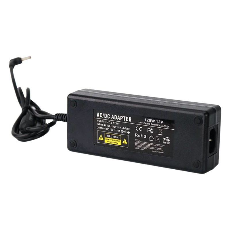 Экспортный адаптер питания для внешней торговли, 12В 10А, стабилизация напряжения, DC, для светодиодов 12В, высокомощный, с дисплеем, стабилизация напряжения и высокая эффективность