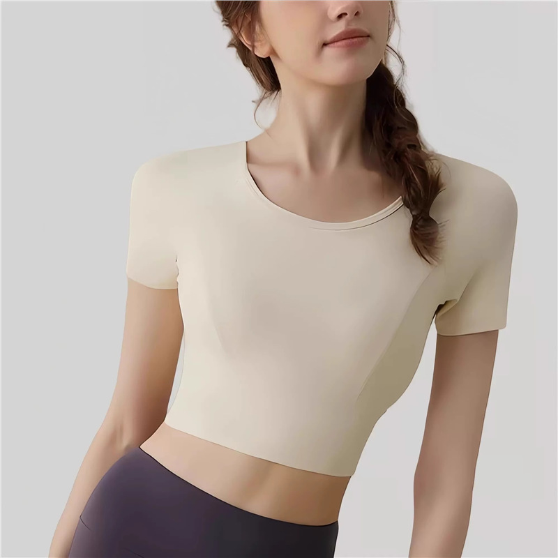美国ALO透气瑜伽服女健身衣普拉提套装短袖上衣带胸垫瑜伽服|undefined