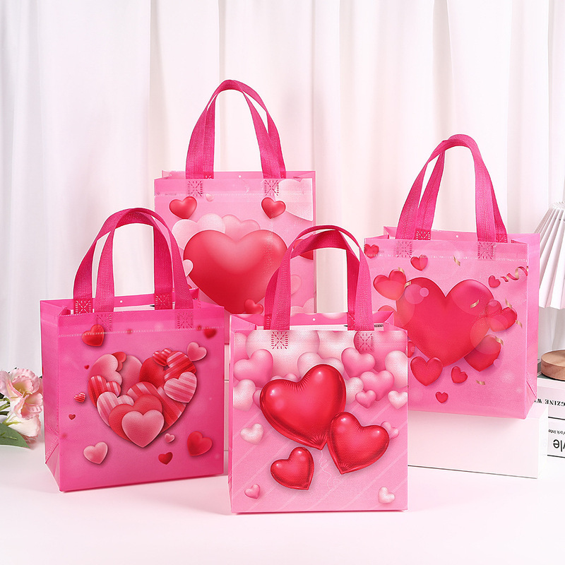 Pink Love Valentine's Day Gift Packaging Bag Portable Holiday Souvenir Gift Bag Mall Shopping Bag Pink Love Valentine's Day Gift Packaging Bag Portable Holiday Souvenir Gift Bag Mall Shopping Bag
