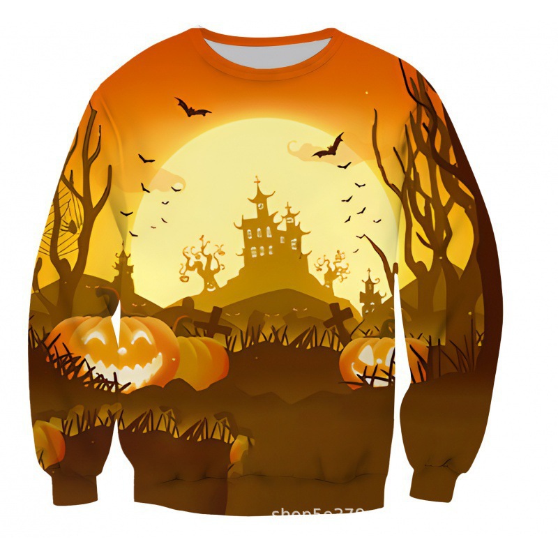 023 venta caliente transfronteriza, estampado en 3D, patrones exquisitos de Pascua, ropa cómoda, suéter de cuello redondo, moda