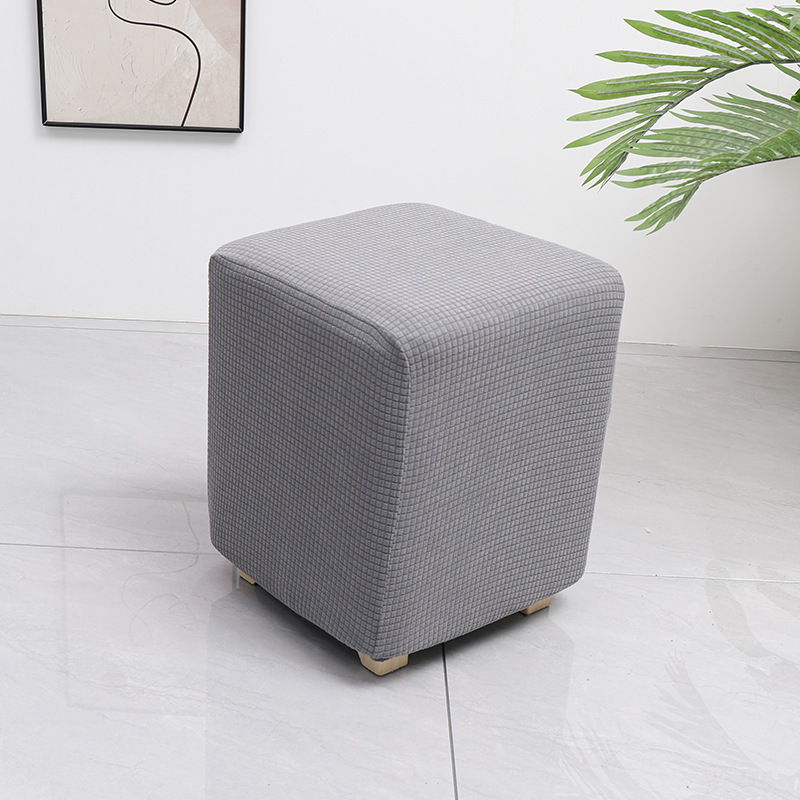 Grenzüberschreitender elastischer wasserdichter Waffelmais-Quadrat-Hocker-Bezug Staubschutz Haus Sofa All-Inclusive niedriger Hocker-Überzug