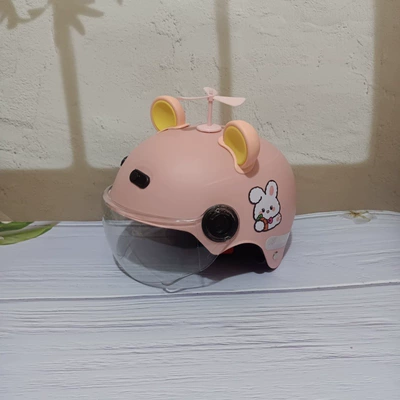 Motosiklet kaskı (dəbilqə): Years Old Electric Vehicle Motorcycle - light-pink-no-4-pink-windmill-pink-and-yellow-bear-ears-1-5-years-old-short-lens-3c