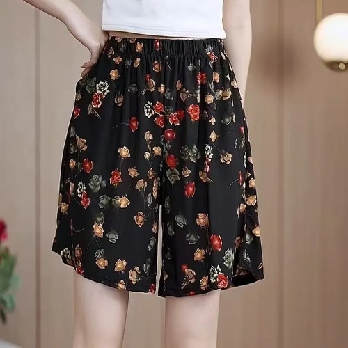 Summer Women's Short Shorts Fashion Elastic Waist Slimming Matchy Matchy Loose Skirt Pants Wide Leg Five-Finger Shorts Casual Shorts