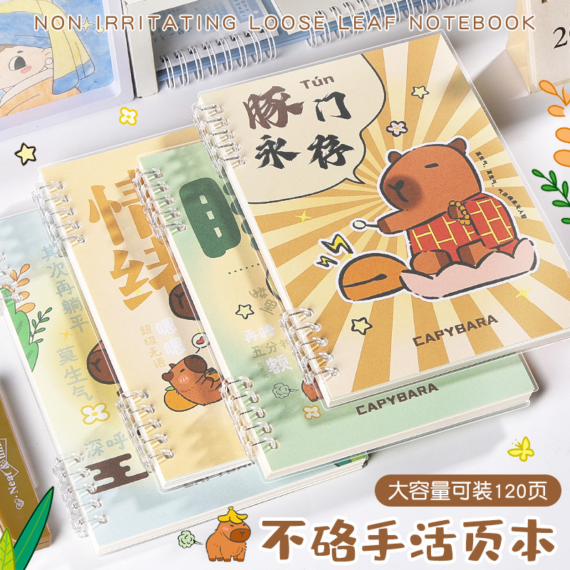 线圈活页本高颜值可爱卡皮巴拉学生笔记本不硌手可替换内芯记事本