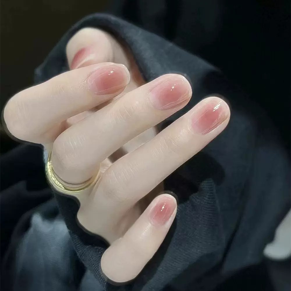抖音爆款纯欲甜美风假指甲穿戴甲  显白高级感裸粉色渐变美甲甲片
