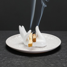 陶瓷ins浮雕圣诞树复古纯白圆盘饰品托盘鼠尾草秘鲁木圣木燃烧支