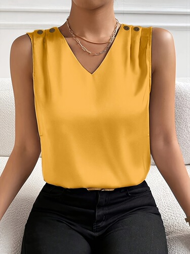 Elegant Blouse with Elegant Sleeves, V-Neck Blouse, High Collar Shirt