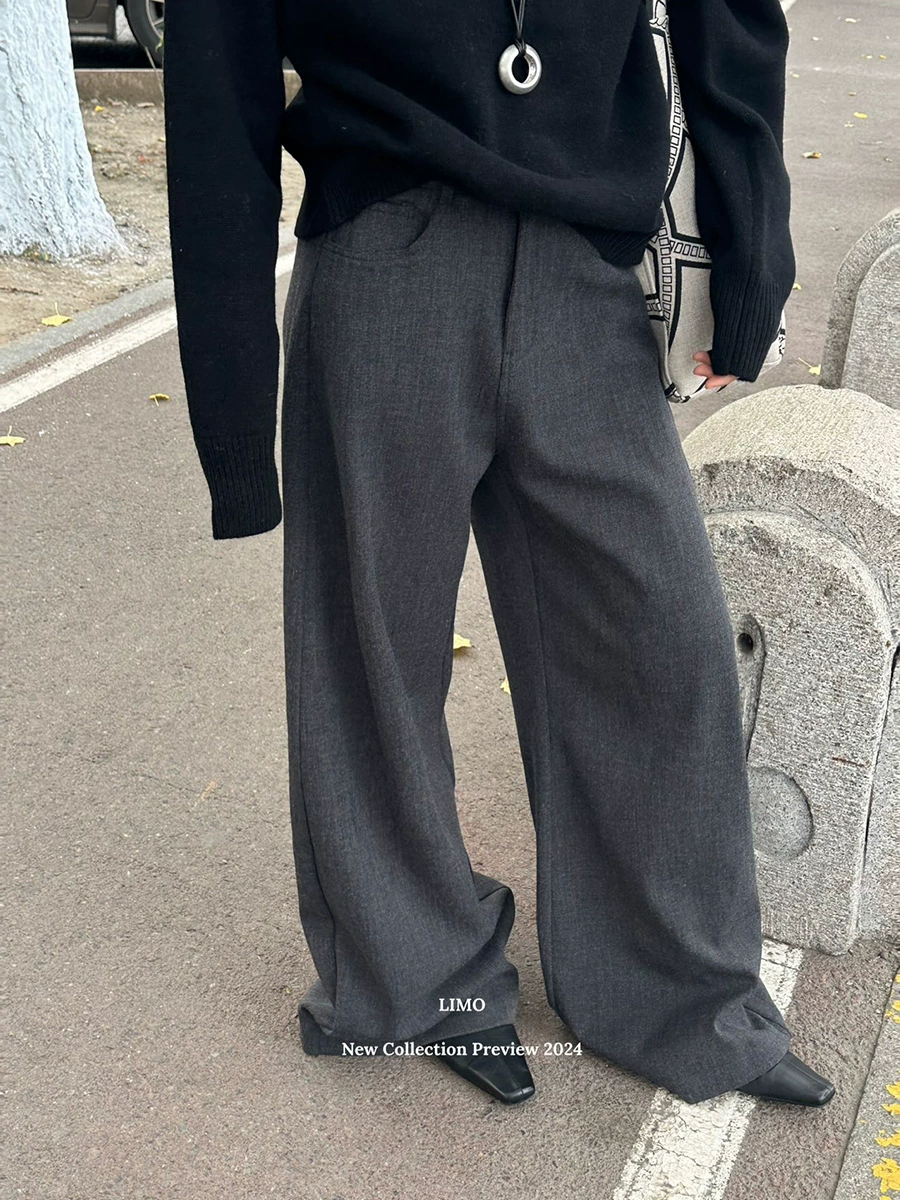 LIMO Fleece демисезонные брюки для отдыха, костюм, оверсайз, высокая талия, свободный свободный крой, приталенные