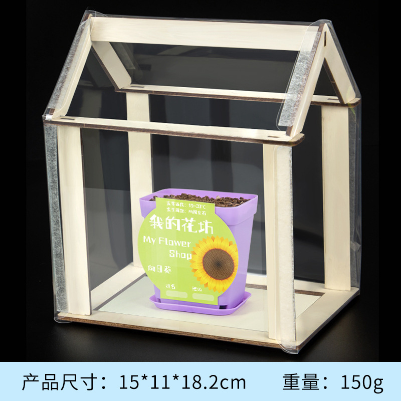 Science Experiment DIY Small Greenhouse Plant Flower Shop Sunshine Small Greenhouse Kidsren's Handmade Science and Technology Small Production Material Package