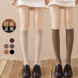 Calf socks women's cotton socks jk cotton mid-calf length socks women's stockings spring and summer long high socks knee-length black spring and autumn