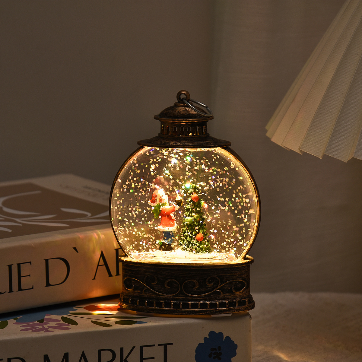 Decoración de Navidad luminosa interior nieve lámpara de viento regalo de Navidad mano regalo de Santa inyección de agua lámpara de noche