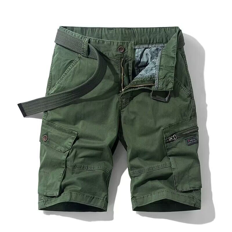 Cross-Border New Summer Men's Casual Pants, Solid Color, Wrinkle-Free Cotton, 5-Point Shorts, Workwear Pants, Fashionable Urban Style