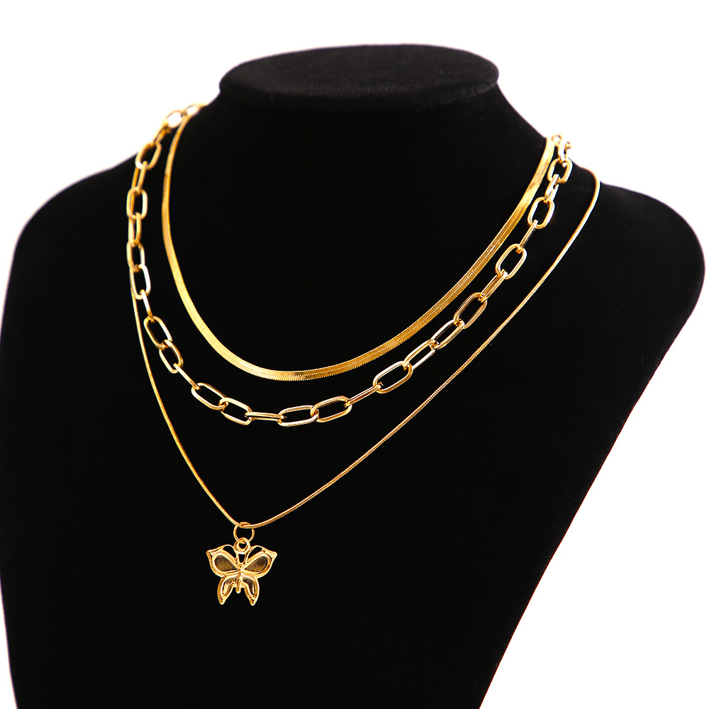 Mode Papillon Alliage Placage Collier En Couches display picture 3