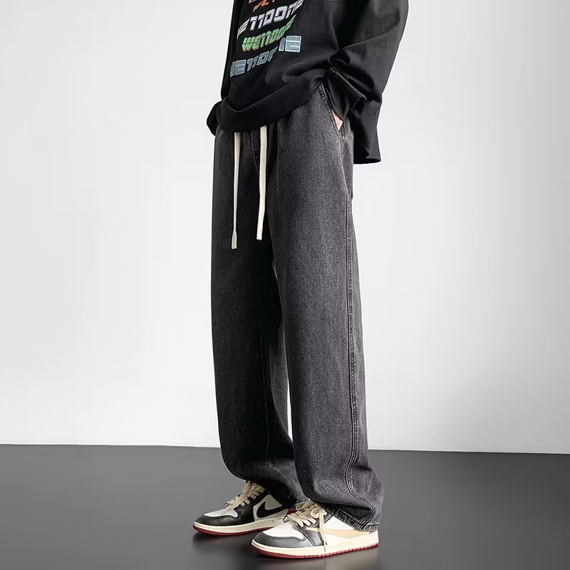 Marca de moda 2024 primavera y otoño nuevos jeans para hombres pantalones casuales rectos sueltos para hombres pantalones de talla grande para hombres