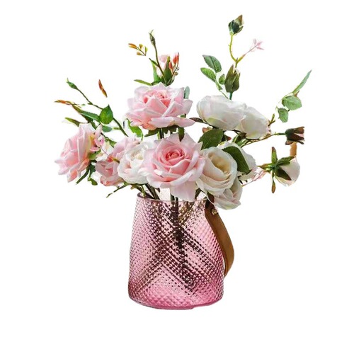 Nordic creative simple glass vase transparent decorative ornaments light luxury living room flower arrangement flower water care handheld flower device