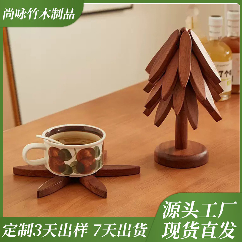 고급스러운 호두색 나무 모양 단열 매트, 화상 방지 가정용 식탁 매트, 창의적인 테이블 매트, 장식용 매트, 고온에 강한 컵 매트