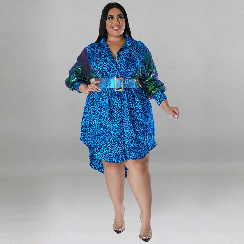 Women's Clothing Leopard Print Long Sleeved Top For Plus Size Women Sequin Detail Long Sleeve For Formal & Casual For Women_ecoleips.com