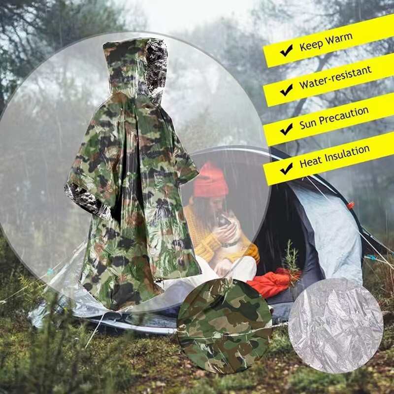Outdoor Emergency Raincoat, Portable Survival Raincoat, Hiking and Camping Thermal Raincoat, Waterproof and Anti-Hyperthermia Outdoor Emergency Raincoat, Portable Survival Raincoat, Hiking and Camping Thermal Raincoat, Waterproof and Anti-Hyperthermia