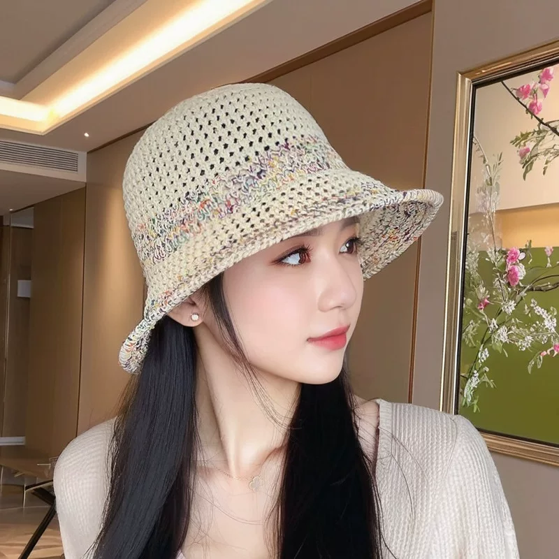 Summer knitted universal woven breathable bucket