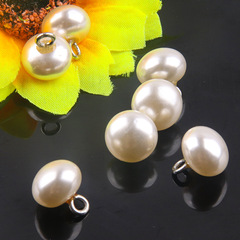 Factory Direct Supply Metal Plastic Imitation Pearl Button Hand-Stitched Button Oval Women's Fashion Shirt Pearl Buttons