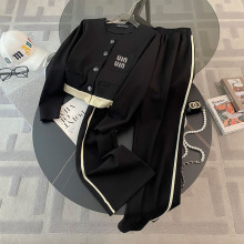 开衫外套套装新款欧货时尚高端显瘦撞色拼接休闲早秋小香风潮#896