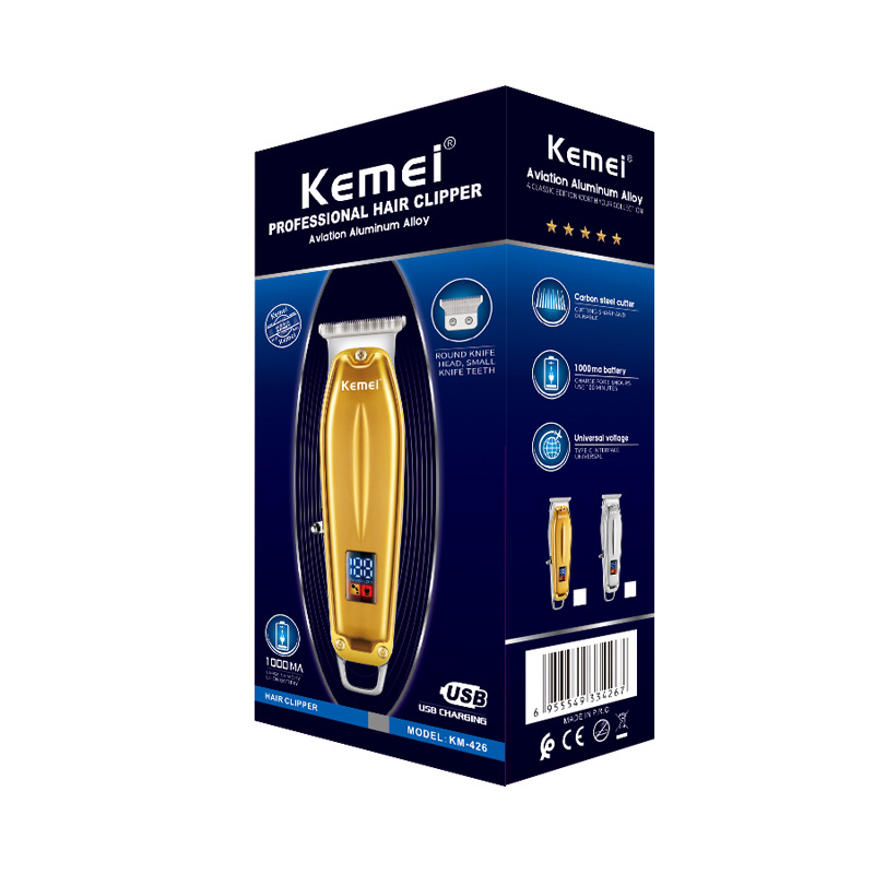 Kemei cortadora eléctrica KM-426 transfronteriza nuevo cuerpo de metal LED LCD pantalla digital cabeza de aceite Clipper cortadora de pelo