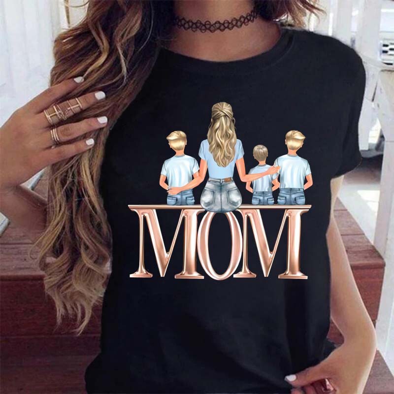 Amazon wish cross-border European and American fun Mother's Day printed pattern round neck short sleeve t-shirt women's top AliExpress Amazon wish cross-border European and American fun Mother's Day printed pattern round neck short sleeve t-shirt women's top AliExpress