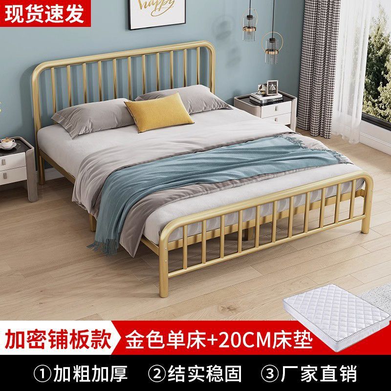 Cama europea de hierro forjado 1.8m cama doble alquiler familiar 1m reforzado económico 1.5 cama individual para niños