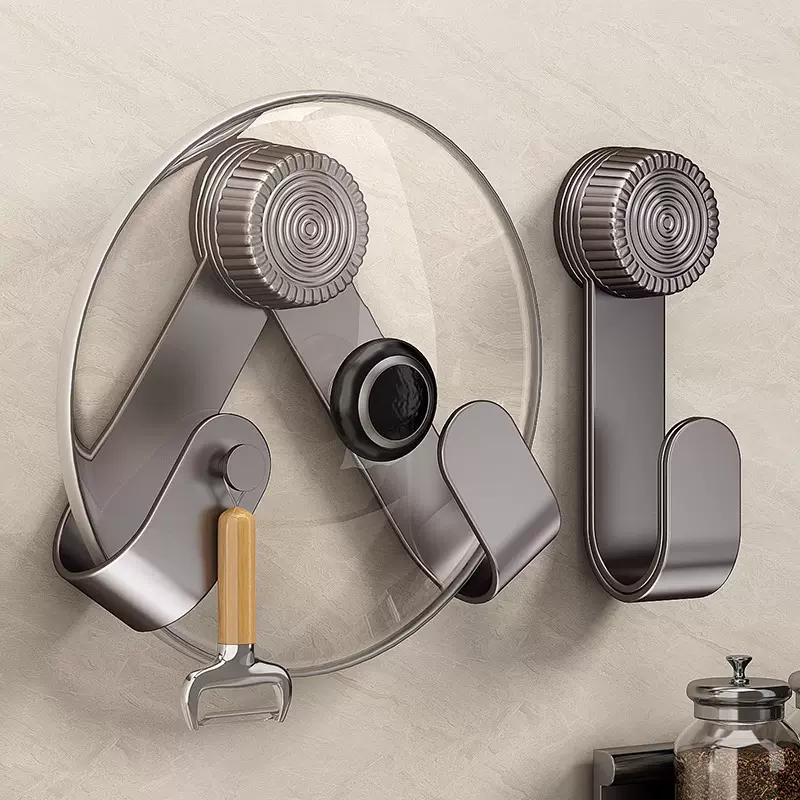 吸盘锅盖架免打孔壁挂式不锈钢厨房置物架子收纳菜板放置器砧板架