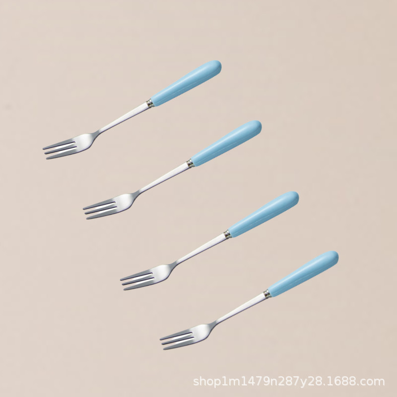 304 creativo pastel de acero inoxidable Tenedor de fruta de alta gama lindo niños seguridad fruta palo pequeño tenedor luz colección de lujo