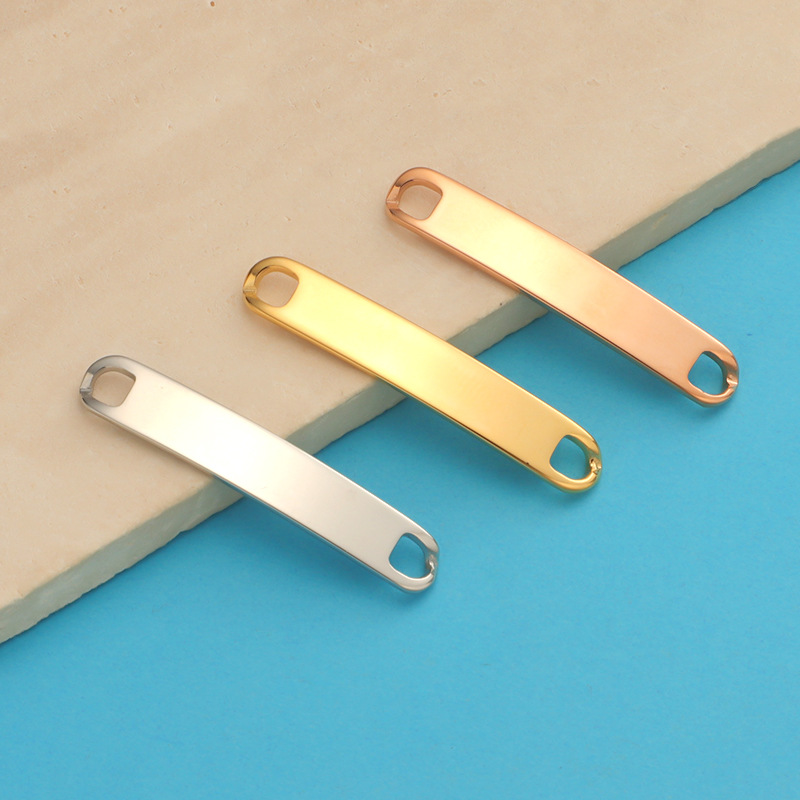 Plating Craft 1 Piece Titanium Steel 18K Gold Plated Customization Laser Engraving Solid Color Charms Jewelry Accessories