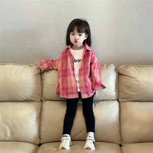 Spring and Autumn Women's Children's Wear Long-sleeved Shirt Baby's Western Style Children's Personality Fashionable Fried Street Korean Style Red Shirt