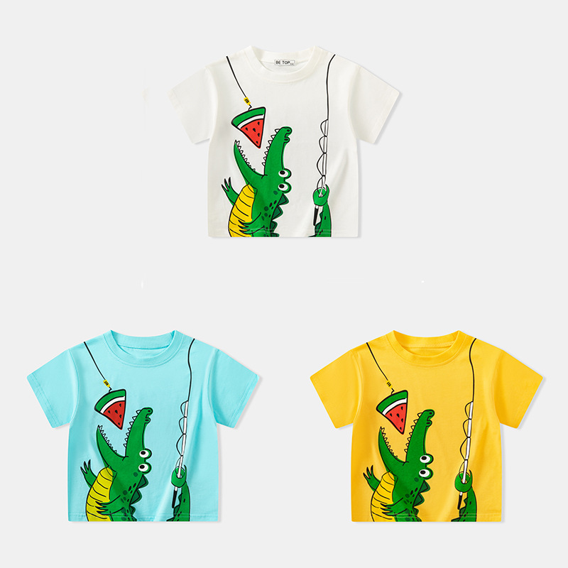 Betop ropa para niños camiseta de manga corta para niños verano cocodrilo estampado niño ropa de bebé media manga fuente de Douyin