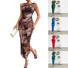 貿易婦人服越境 Temu 独立ステーション Shein Amazon 2025 春夏気質スリムノースリーブドレス