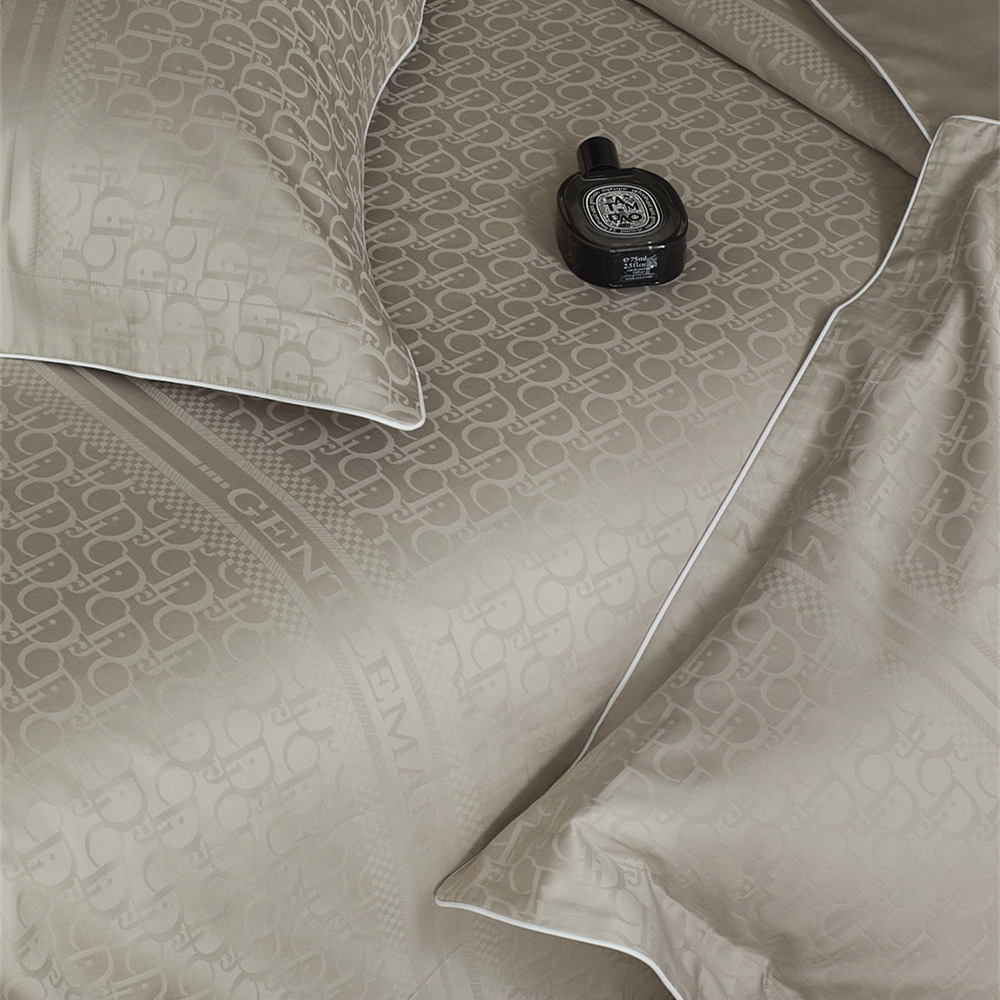 Super suave Clase A ~ 80s Aksu de fibra larga de algodón jacquard de cuatro piezas conjunto de alta calidad de algodón puro sábana apta para la piel sábana ajustable