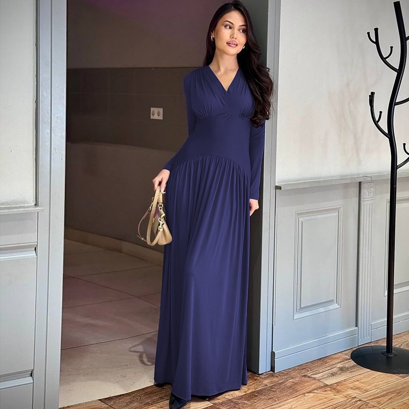 Hot-Selling Women's Fashion 2025 Summer New Fashionable Elegant Slim Waist Long Sleeve Dress Wholesale_ecoleips.com