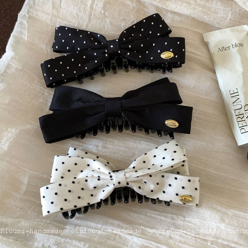 Black and White Polka Dot Bow Banana Clip for Women, Height-Increasing Ponytail Twist Clip, Stable and Not Easy to Fall Off, Hairpin Hair Accessory Black and White Polka Dot Bow Banana Clip for Women, Height-Increasing Ponytail Twist Clip, Stable and Not Easy to Fall Off, Hairpin Hair Accessory