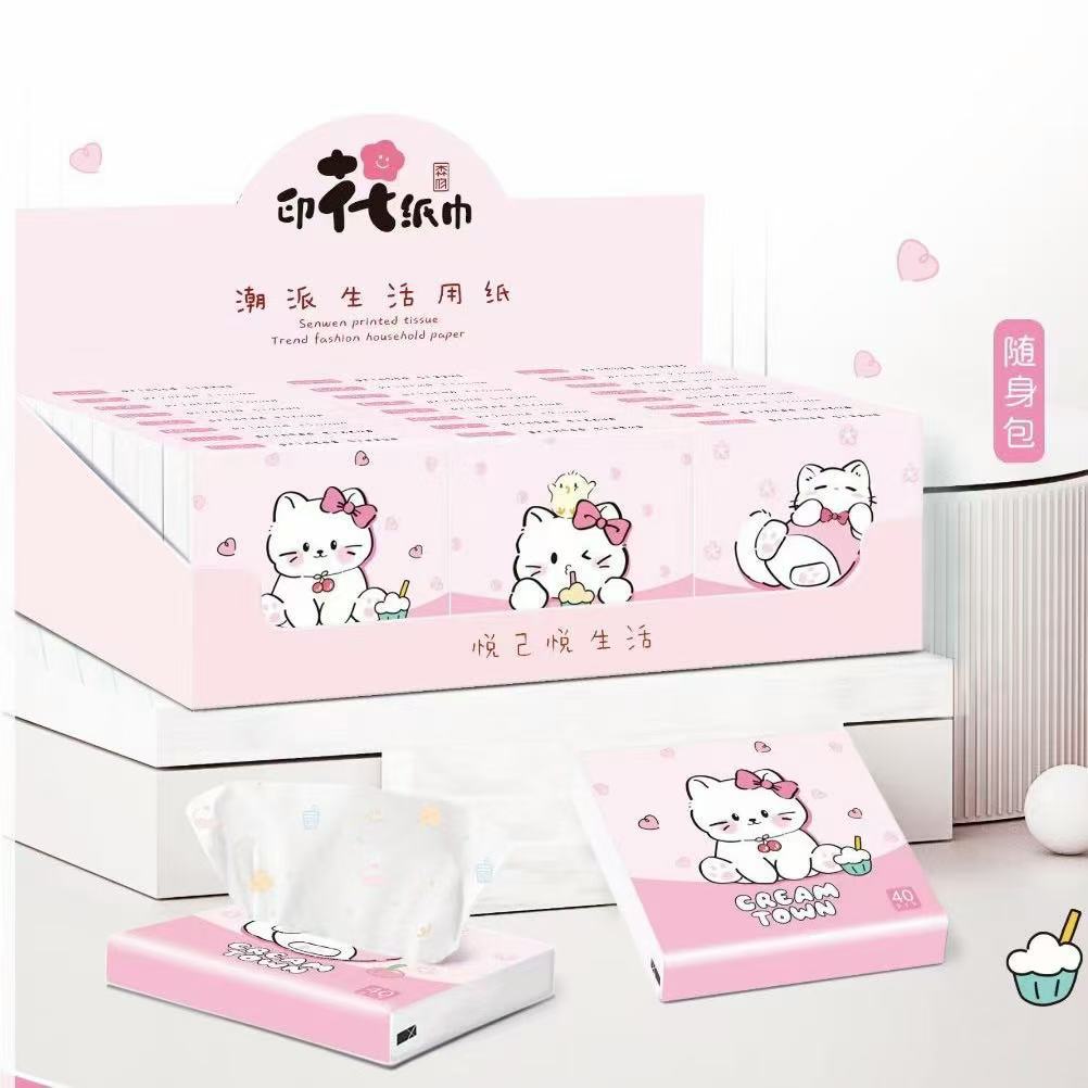 Цветная бумага с принтом Pink Meow (40 шт./упак.)